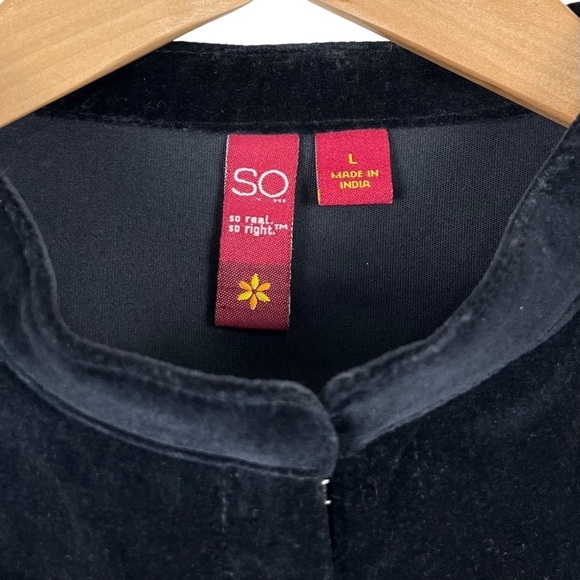 Y2K SO Black Velvet Peplum Blazer Jacket Size Large - Picture 8 of 11